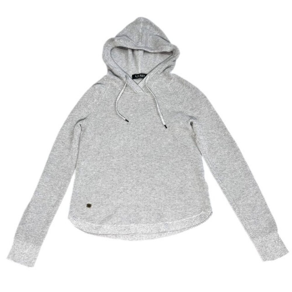 Lauren Ralph Lauren Thermal Waffle Sweatshirt Hoodie Gray Size S